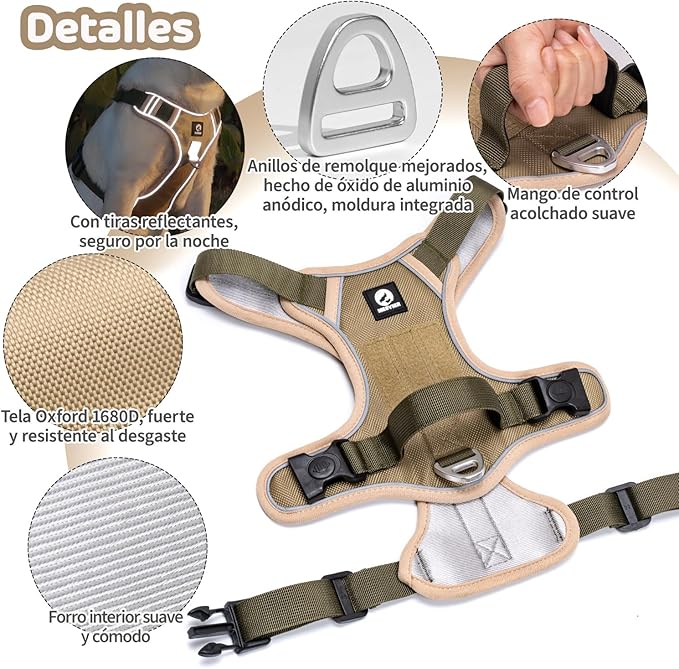 MESVIER Arnés para Perro Chico Mediano Grande con Correa 1.5m, Pechera para Perro Ajustable Reflectante Transpirable, Arneses para Perros Sin Tirones para Caminar Viajar Entrenar Perros Accesorios