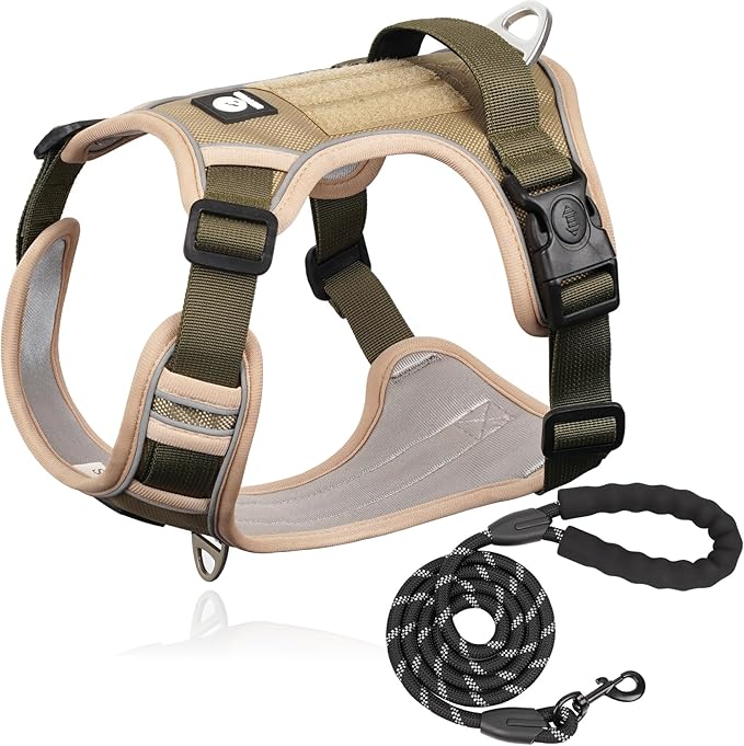 MESVIER Arnés para Perro Chico Mediano Grande con Correa 1.5m, Pechera para Perro Ajustable Reflectante Transpirable, Arneses para Perros Sin Tirones para Caminar Viajar Entrenar Perros Accesorios